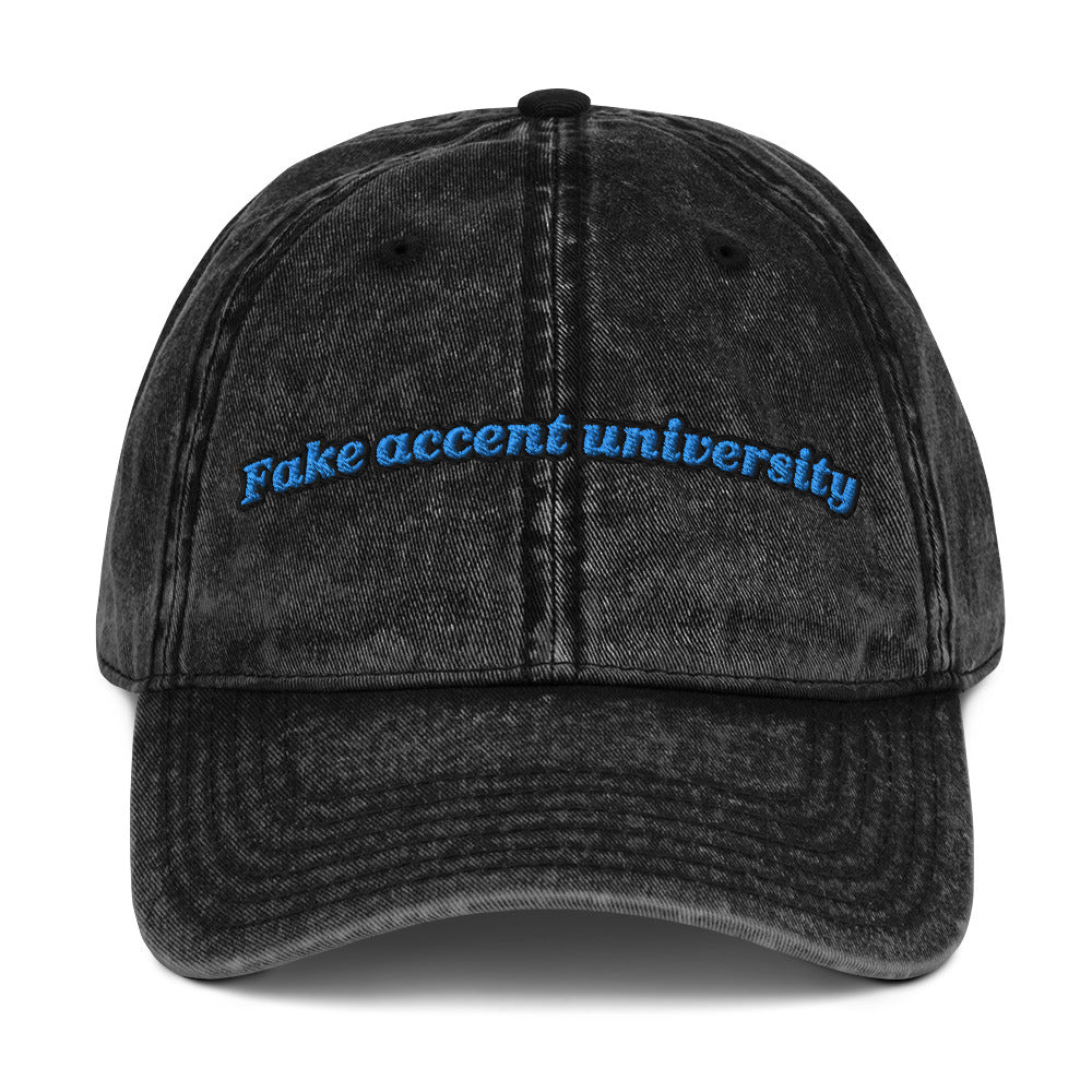 Fake accent University Vintage dad hat