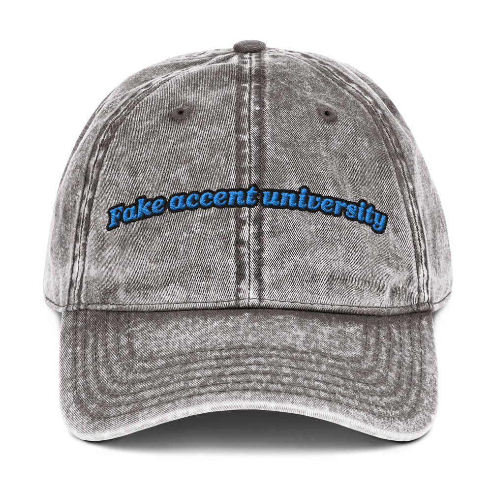 Fake accent University Vintage dad hat