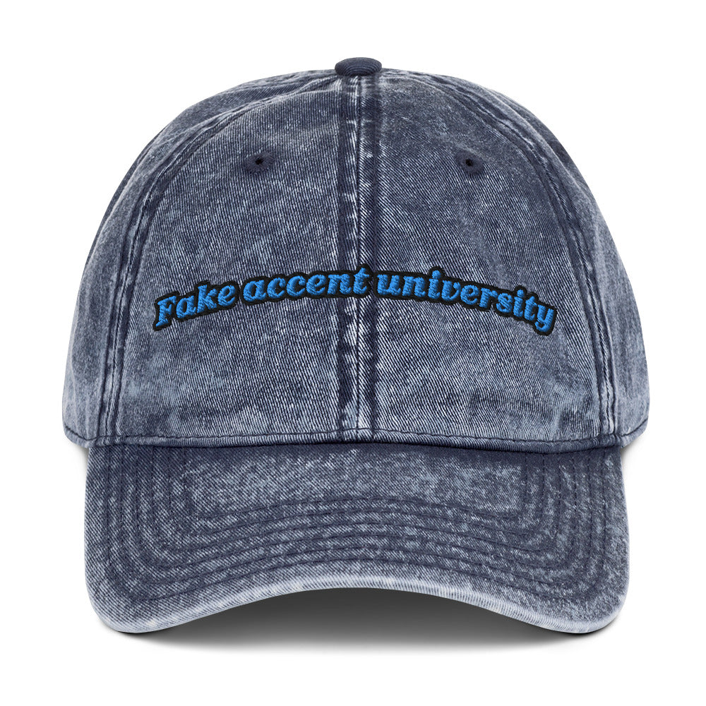 Fake accent University Vintage dad hat